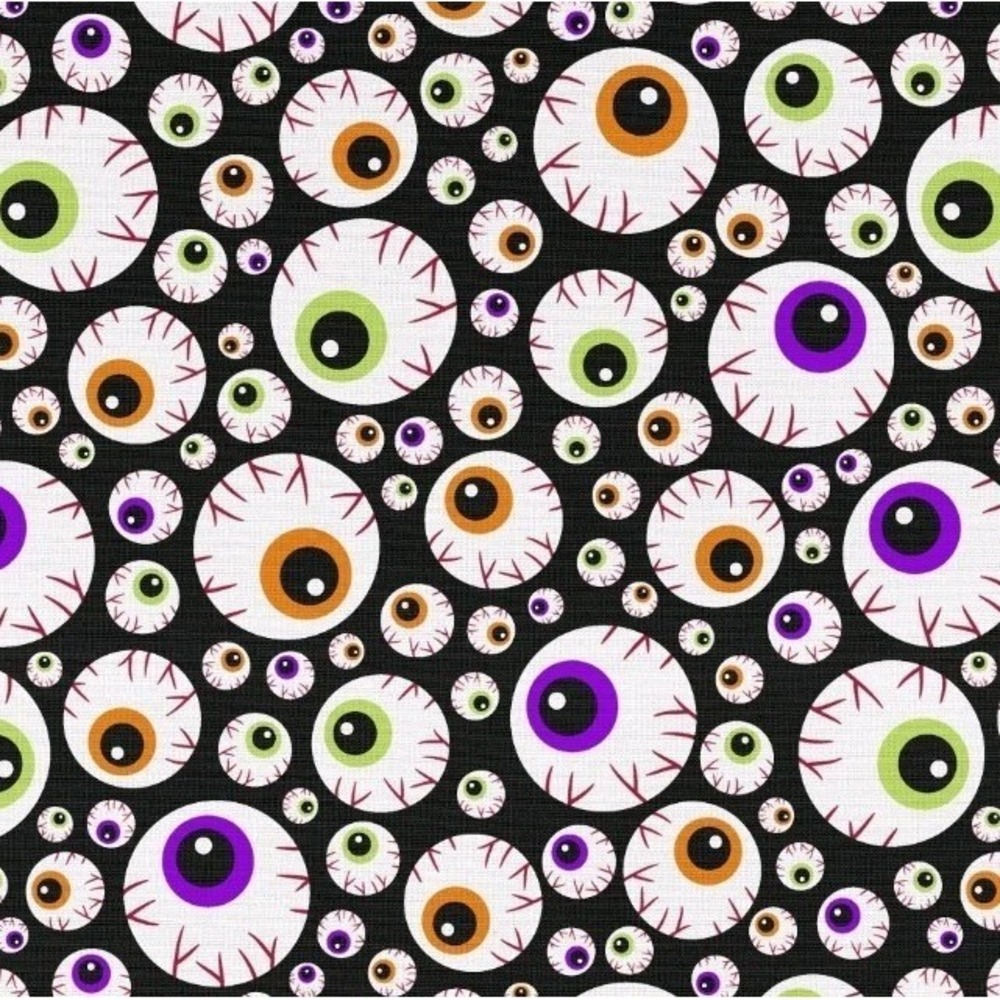 Halloween Eyeballs Pattern - David Textiles Cotton‎ Fabric (1 Yard, Pre-Cut)
